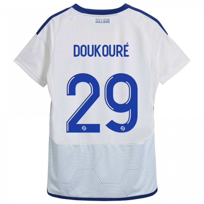 Hombre Camiseta Ismaël Doukouré #29 Blanco 2ª Equipación 2023/24 La Camisa Chile