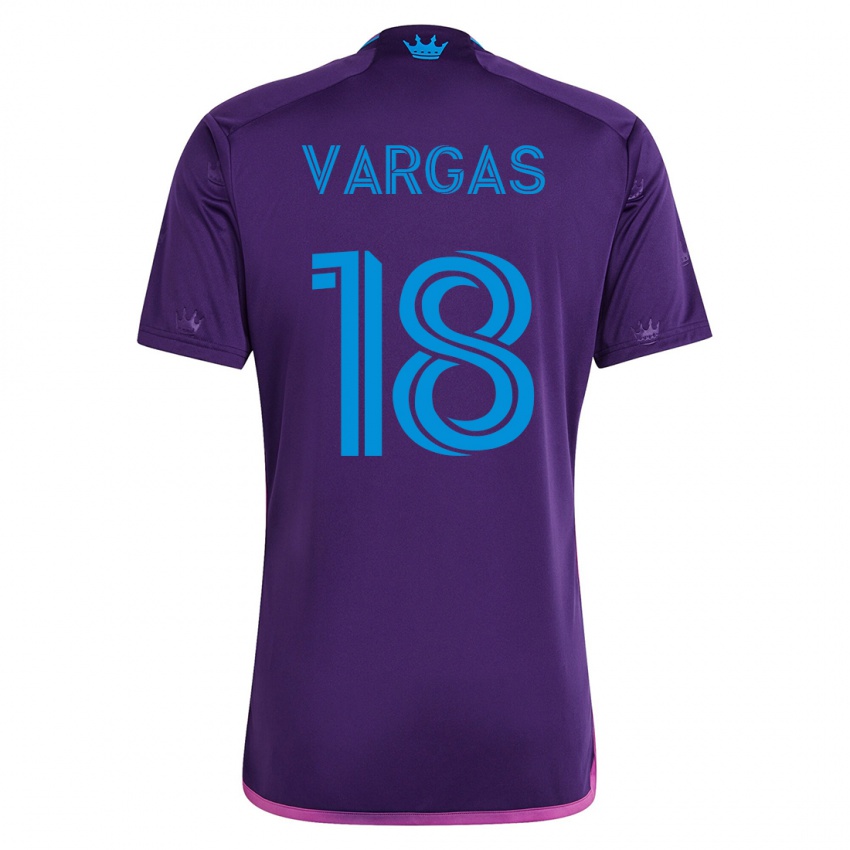 Hombre Camiseta Kerwin Vargas #18 Violeta 2ª Equipación 2023/24 La Camisa Chile
