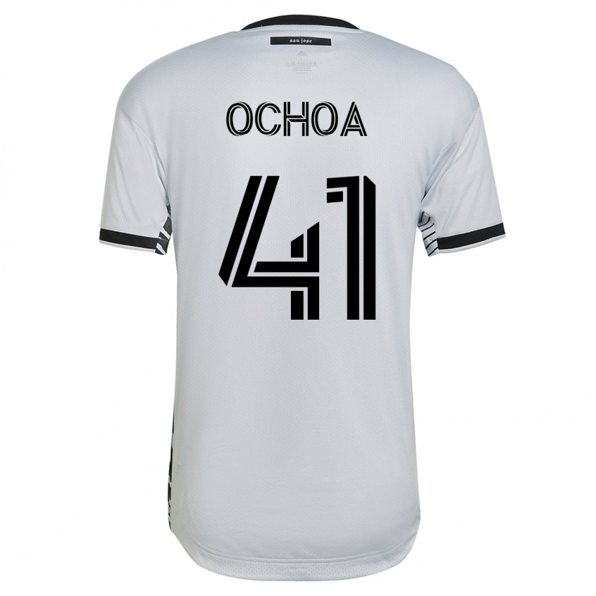 Hombre Camiseta Emmanuel Ochoa #41 Blanco 2ª Equipación 2023/24 La Camisa Chile