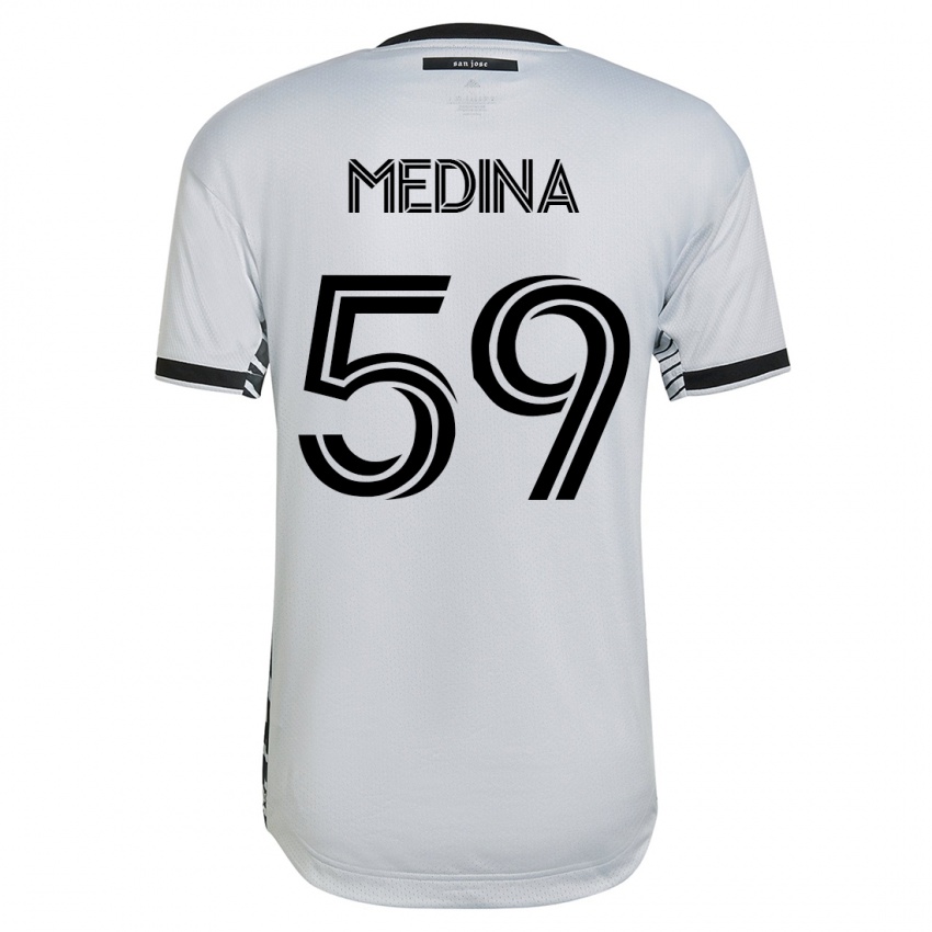 Hombre Camiseta Cruz Medina #59 Blanco 2ª Equipación 2023/24 La Camisa Chile