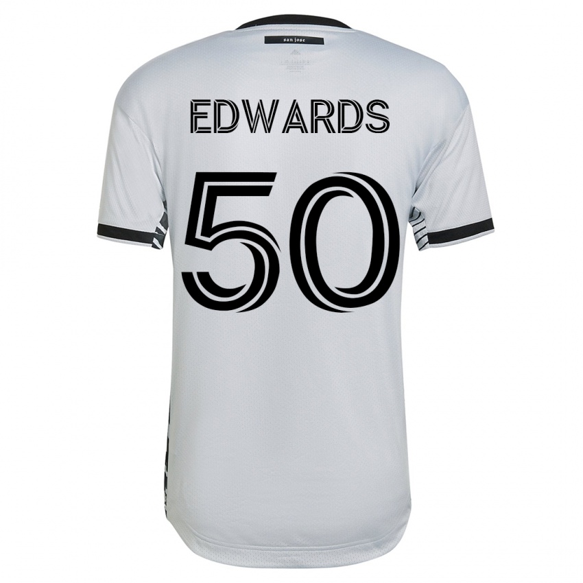 Hombre Camiseta Aaron Edwards #50 Blanco 2ª Equipación 2023/24 La Camisa Chile