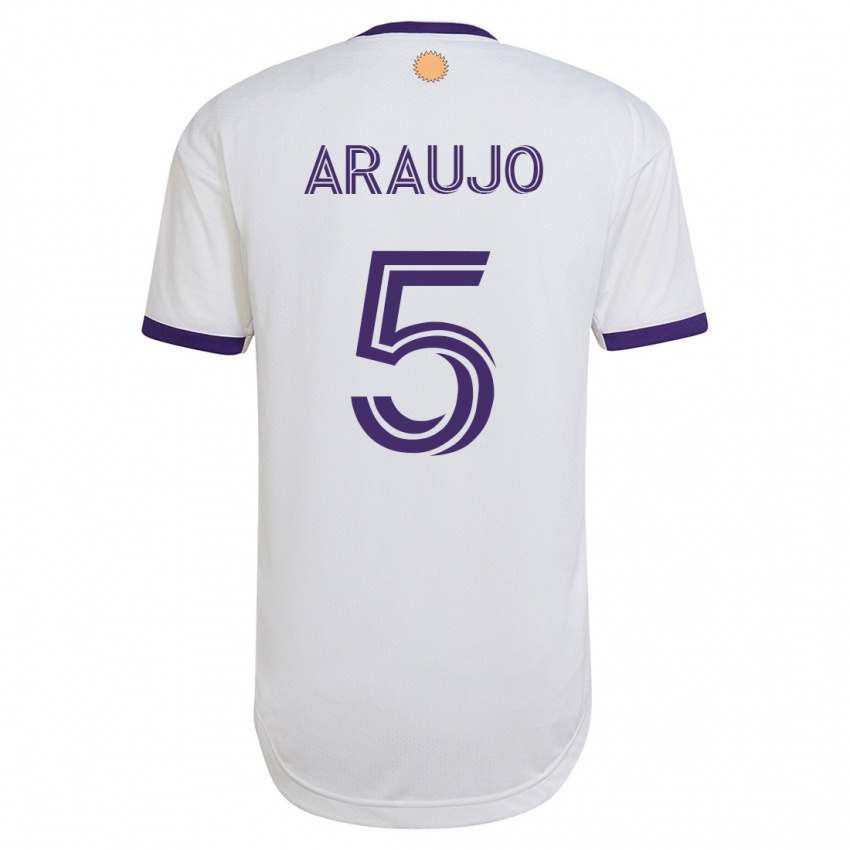 Hombre Camiseta César Araújo #5 Blanco 2ª Equipación 2023/24 La Camisa Chile