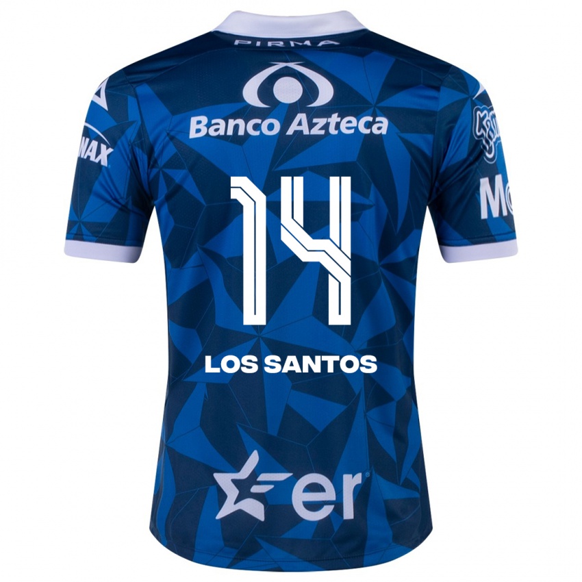Hombre Camiseta Lucas De Los Santos #14 Azul 2ª Equipación 2023/24 La Camisa Chile