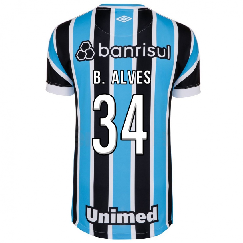 Mujer Camiseta Bruno Alves #34 Azul 1ª Equipación 2023/24 La Camisa Chile