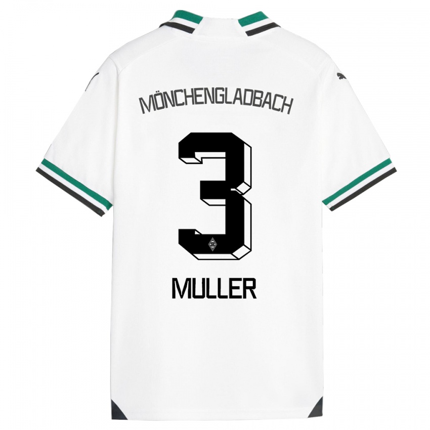 Mujer Camiseta Barbara Müller #3 Blanco Verde 1ª Equipación 2023/24 La Camisa Chile
