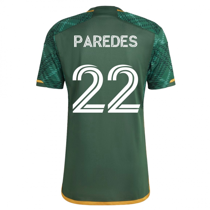 Mujer Camiseta Cristhian Paredes #22 Verde 1ª Equipación 2023/24 La Camisa Chile