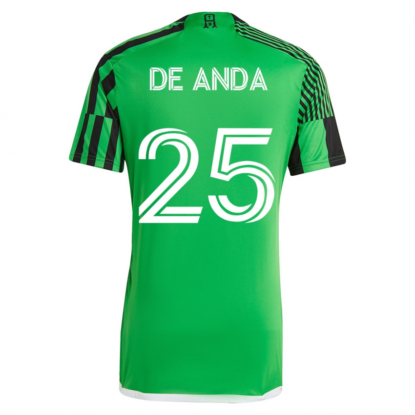 Mujer Camiseta Anthony De Anda #25 Verde Negro 1ª Equipación 2023/24 La Camisa Chile