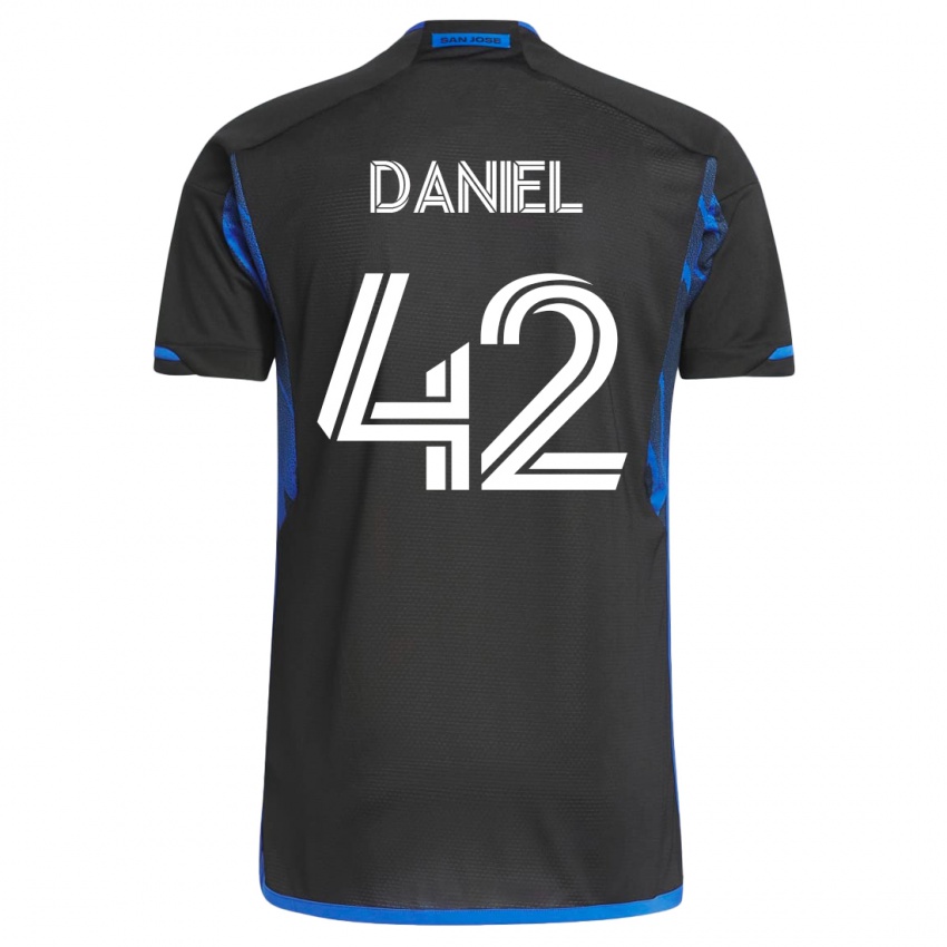 Mujer Camiseta Daniel #42 Azul Negro 1ª Equipación 2023/24 La Camisa Chile
