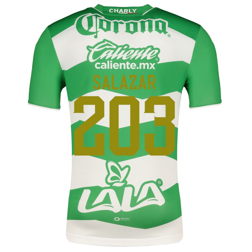 Mujer Camiseta Roberto Salazar #203 Verde 1ª Equipación 2023/24 La Camisa Chile