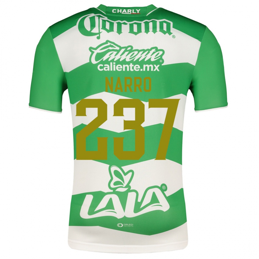 Mujer Camiseta Ernesto Narro #237 Verde 1ª Equipación 2023/24 La Camisa Chile