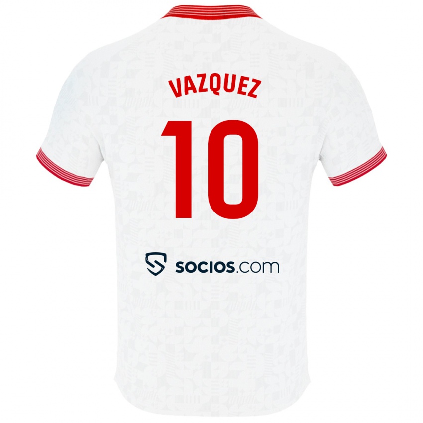 Mujer Camiseta Alejandro Vázquez #10 Blanco 1ª Equipación 2023/24 La Camisa Chile