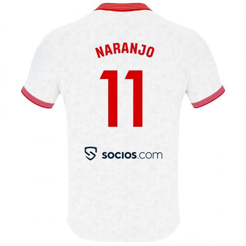 Mujer Camiseta Mario Naranjo #11 Blanco 1ª Equipación 2023/24 La Camisa Chile