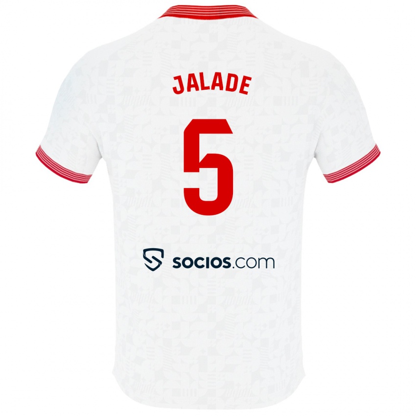 Mujer Camiseta Robert Jalade #5 Blanco 1ª Equipación 2023/24 La Camisa Chile