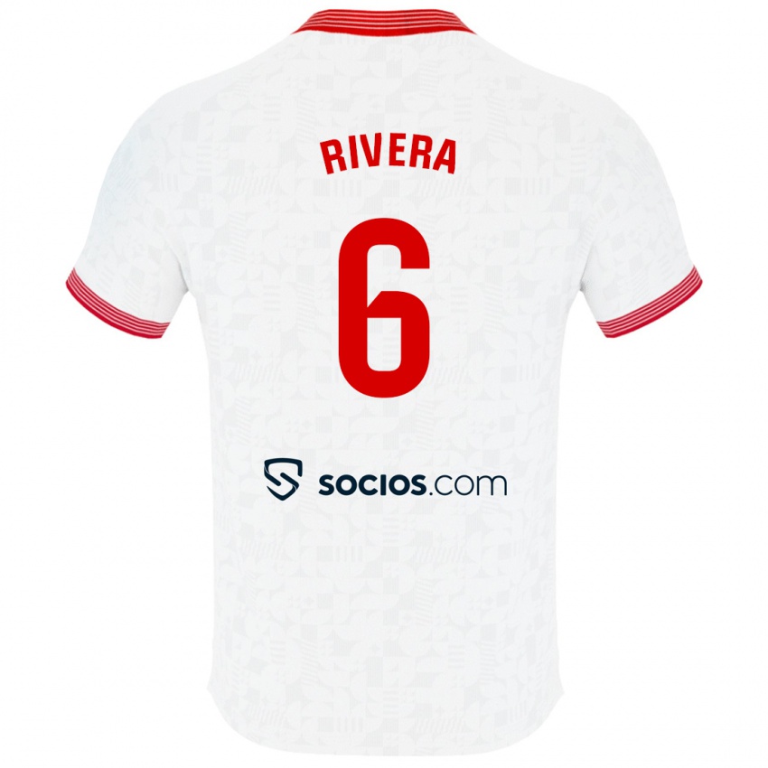 Mujer Camiseta Pablo Rivera #6 Blanco 1ª Equipación 2023/24 La Camisa Chile