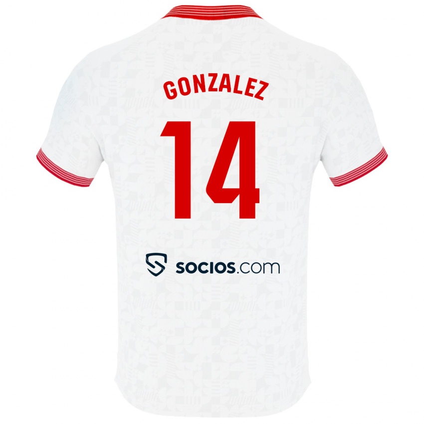 Mujer Camiseta Alberto González #14 Blanco 1ª Equipación 2023/24 La Camisa Chile