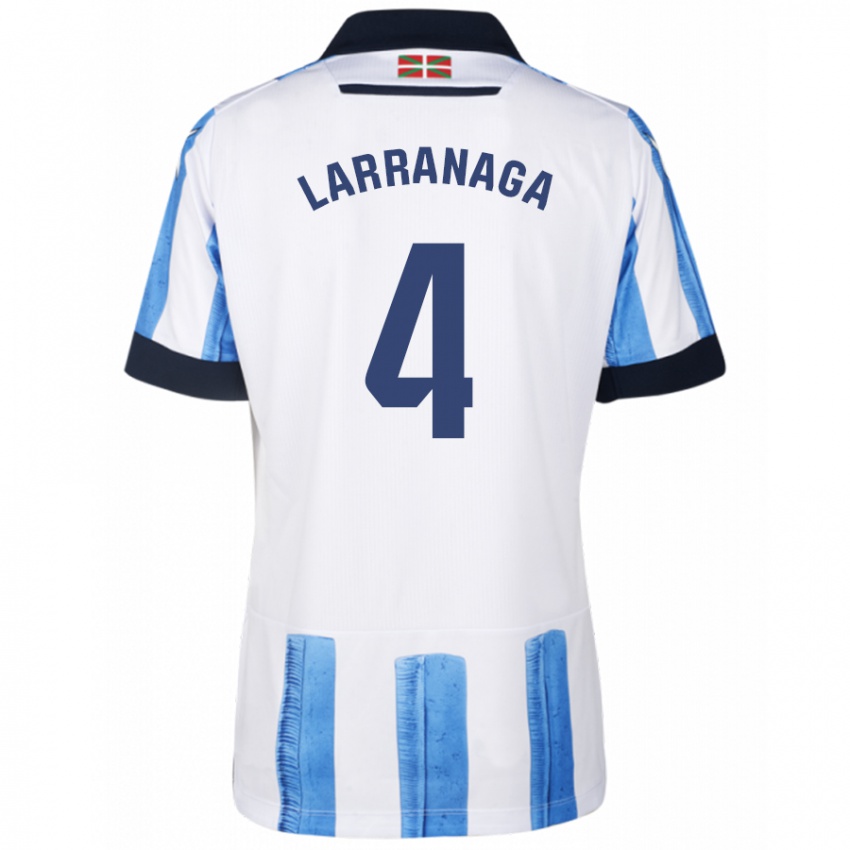 Mujer Camiseta Aitor Larrañaga #4 Azul Blanco 1ª Equipación 2023/24 La Camisa Chile