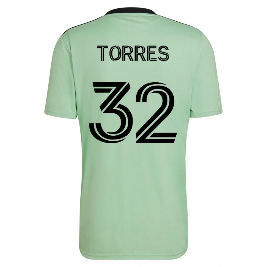 Mujer Camiseta Ervin Torres #32 Verde Claro 2ª Equipación 2023/24 La Camisa Chile