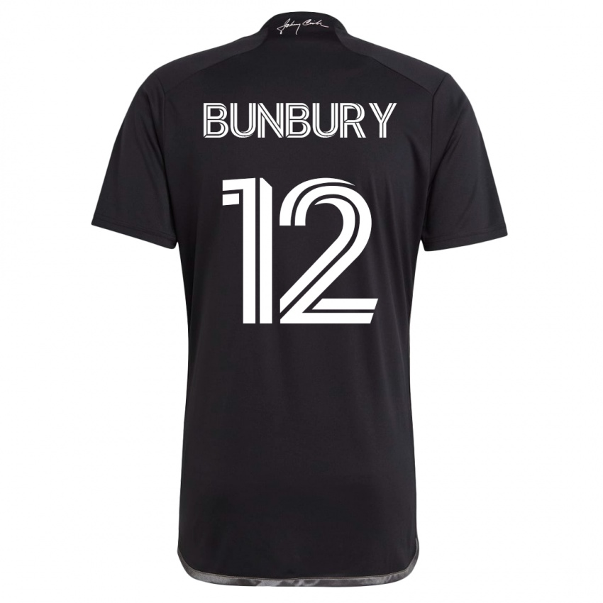 Mujer Camiseta Teal Bunbury #12 Negro 2ª Equipación 2023/24 La Camisa Chile