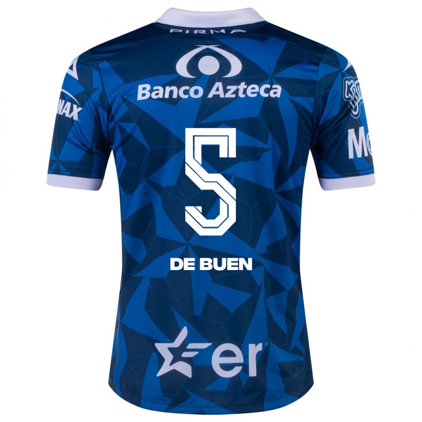 Mujer Camiseta Diego De Buen #5 Azul 2ª Equipación 2023/24 La Camisa Chile