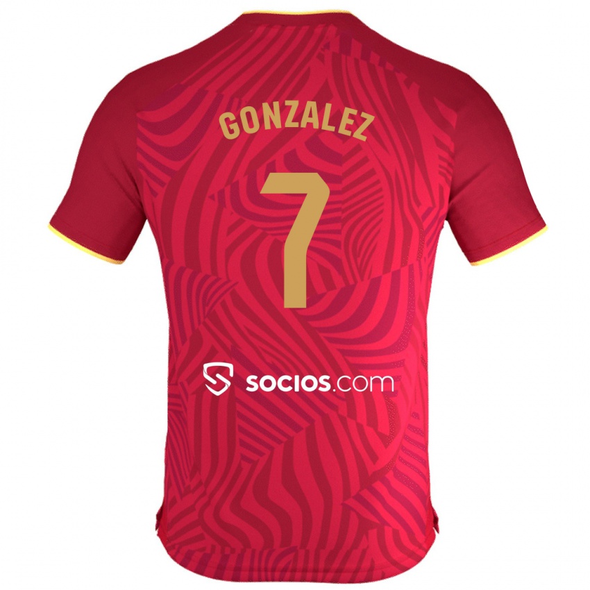Mujer Camiseta Juan González #7 Rojo 2ª Equipación 2023/24 La Camisa Chile