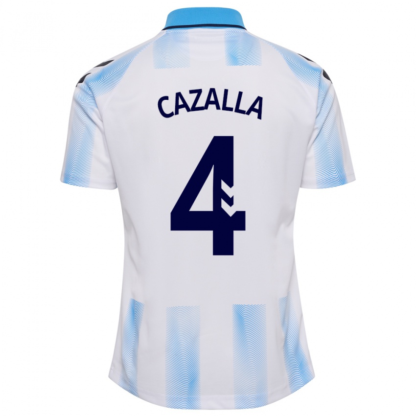 Niño Camiseta Marta Cazalla #4 Blanco Azul 1ª Equipación 2023/24 La Camisa Chile
