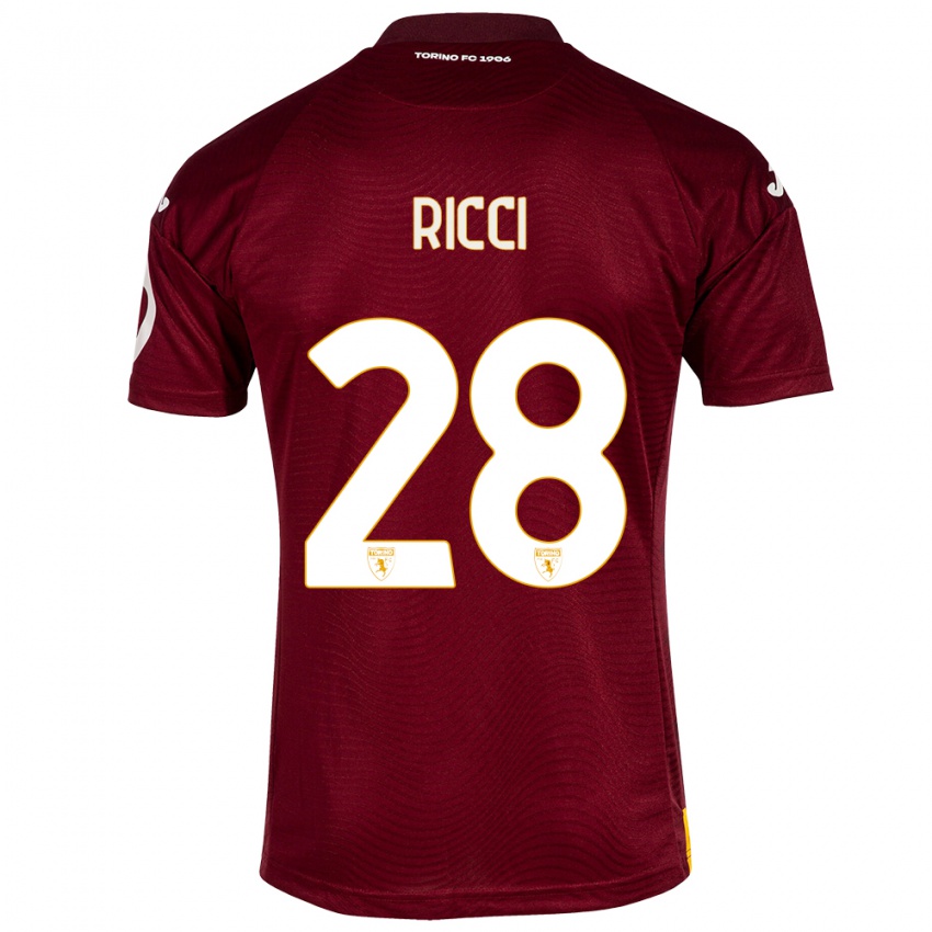 Niño Camiseta Samuele Ricci #28 Rojo Oscuro 1ª Equipación 2023/24 La Camisa Chile