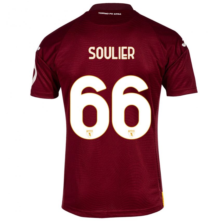 Niño Camiseta Evan Soulier #66 Rojo Oscuro 1ª Equipación 2023/24 La Camisa Chile