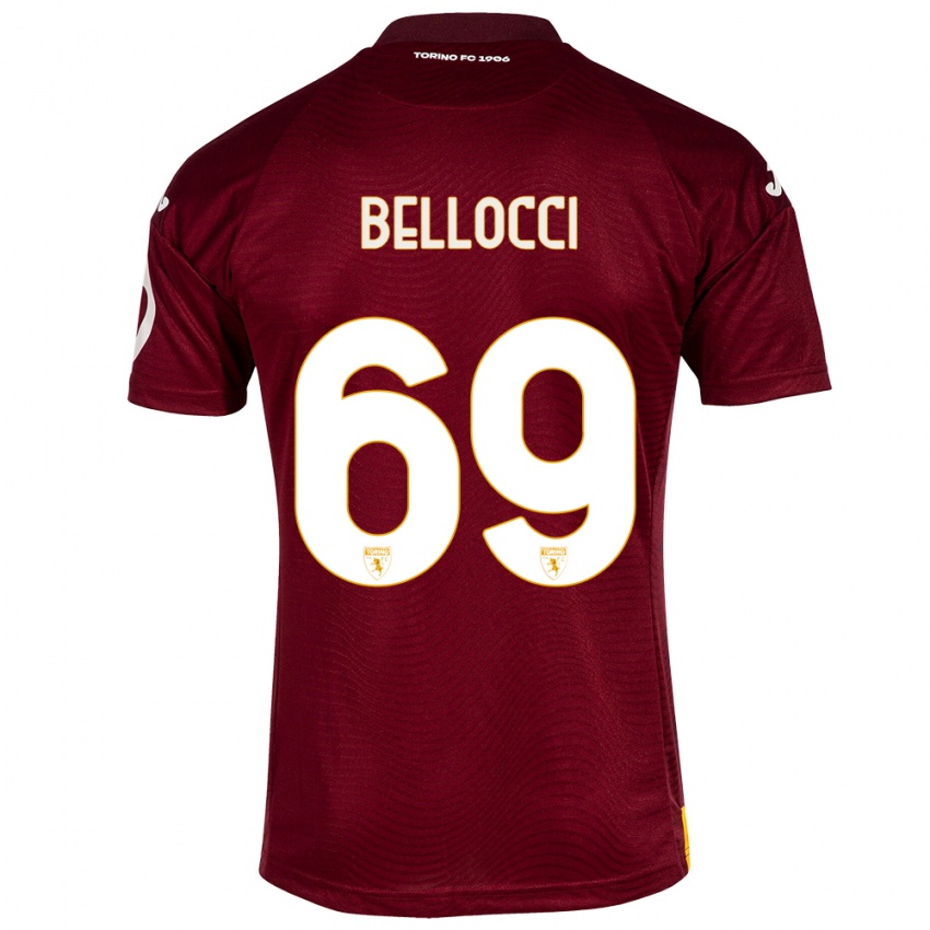 Niño Camiseta Andrea Bellocci #69 Rojo Oscuro 1ª Equipación 2023/24 La Camisa Chile