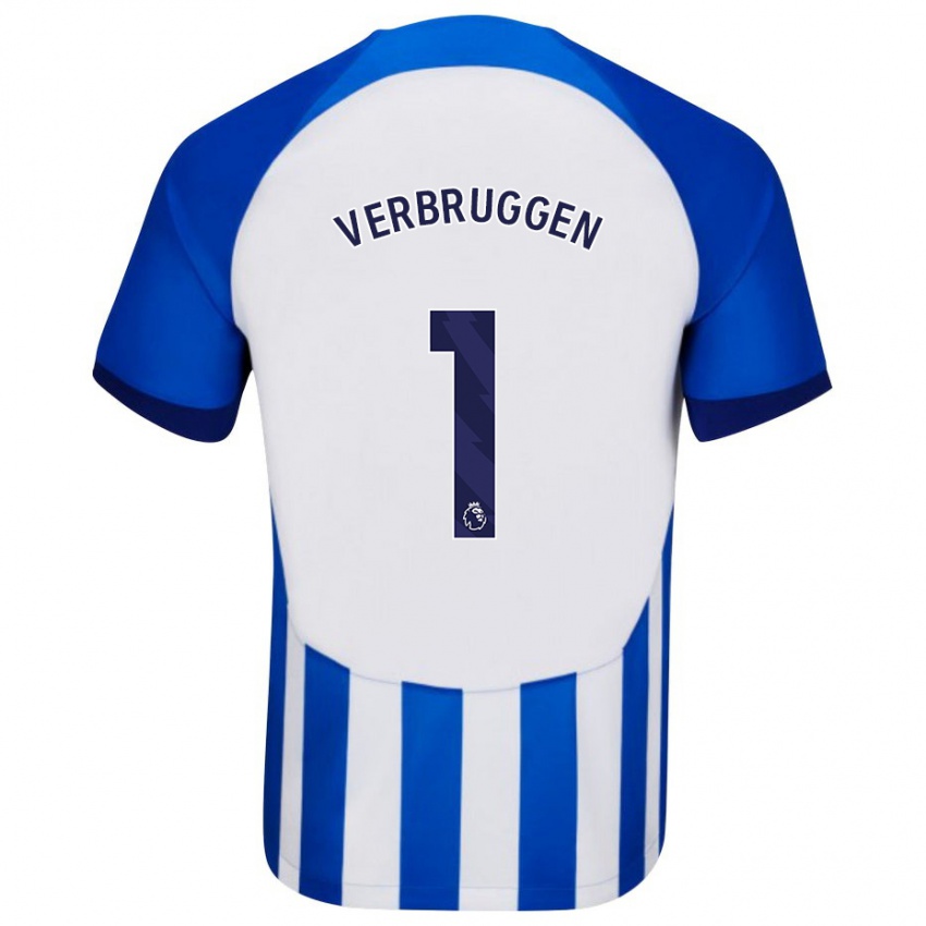 Niño Camiseta Bart Verbruggen #1 Azul 1ª Equipación 2023/24 La Camisa Chile