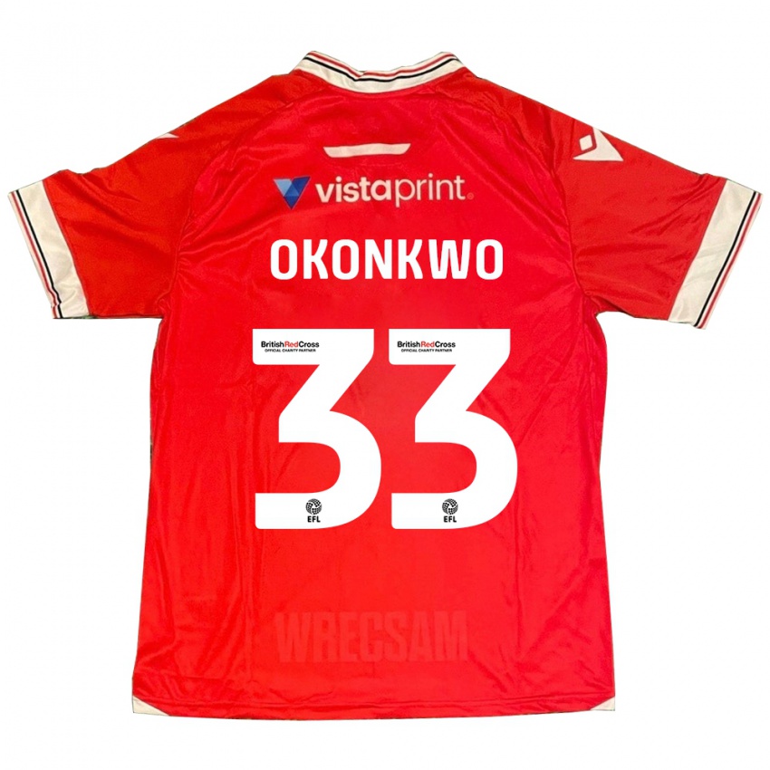 Niño Camiseta Arthur Okonkwo #33 Rojo 1ª Equipación 2023/24 La Camisa Chile