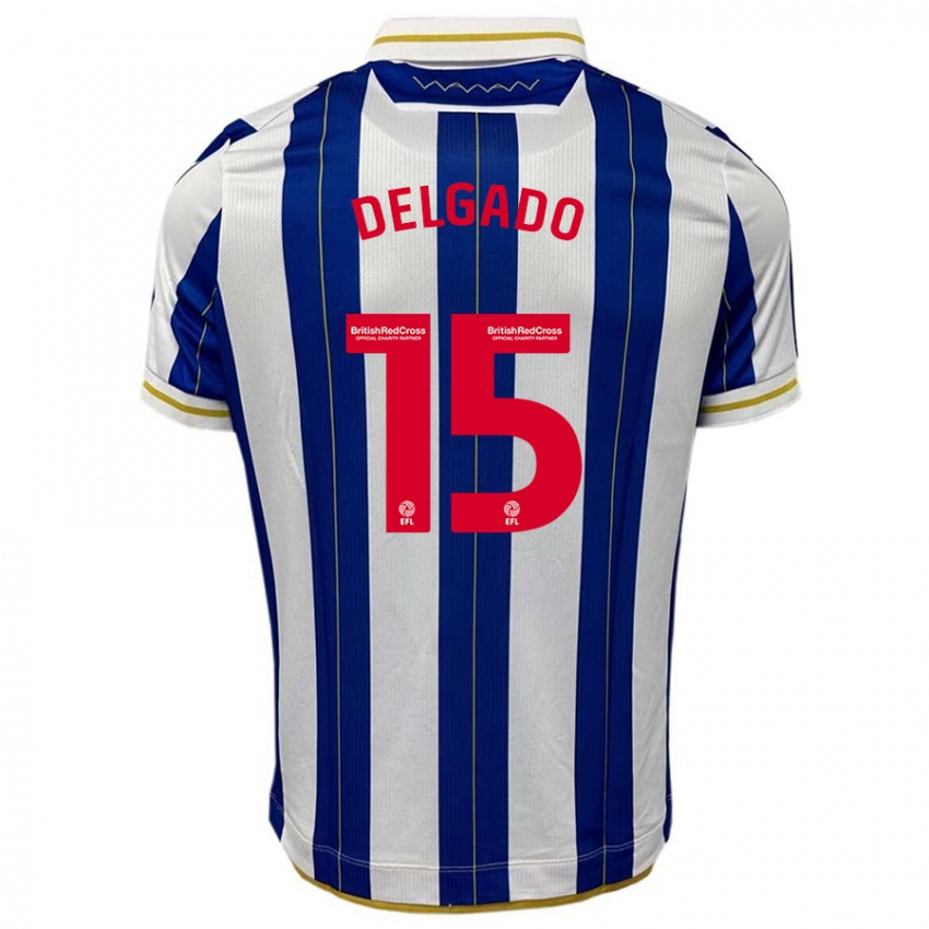 Niño Camiseta Juan Delgado #15 Azul Blanco 1ª Equipación 2023/24 La Camisa Chile