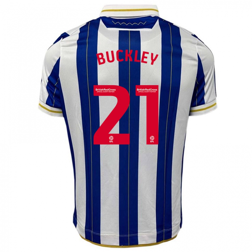 Niño Camiseta John Buckley #21 Azul Blanco 1ª Equipación 2023/24 La Camisa Chile