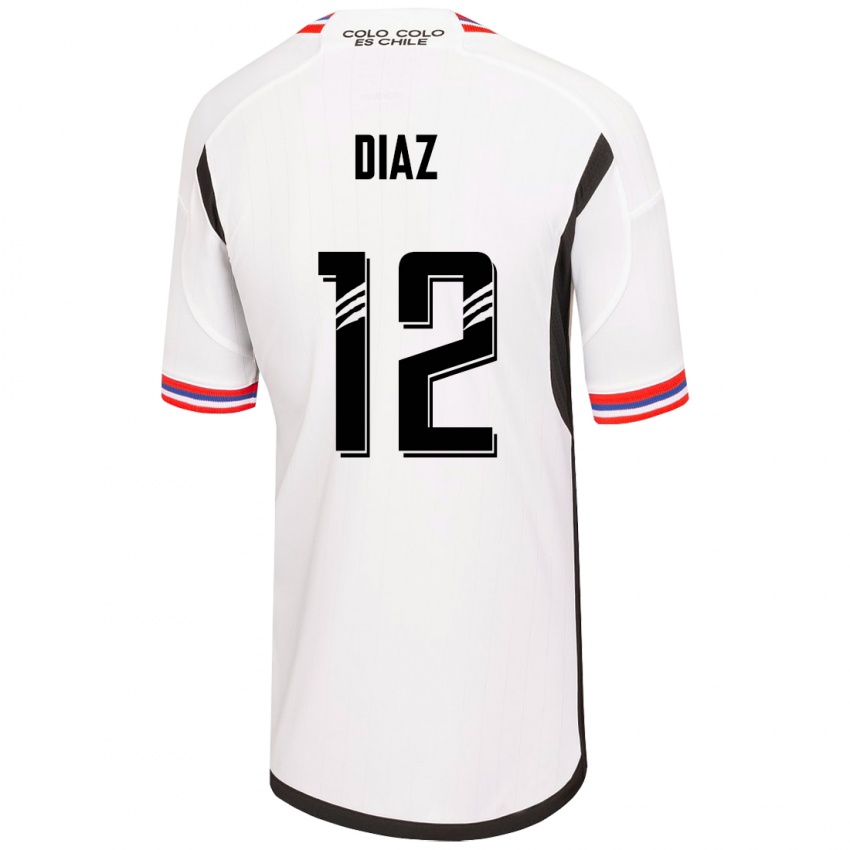 Niño Camiseta Javiera Díaz #12 Blanco 1ª Equipación 2023/24 La Camisa Chile