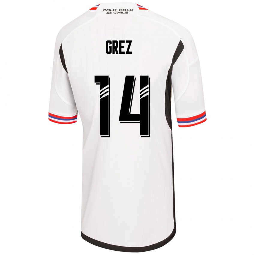 Niño Camiseta Javiera Grez #14 Blanco 1ª Equipación 2023/24 La Camisa Chile