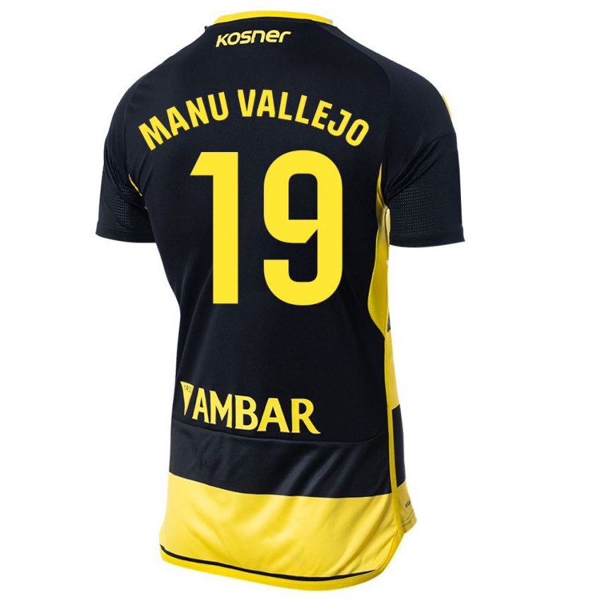 Niño Camiseta Manu Vallejo #19 Negro Amarillo 2ª Equipación 2023/24 La Camisa Chile
