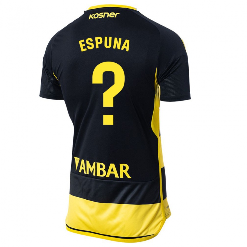 Niño Camiseta Nico Espuña #0 Negro Amarillo 2ª Equipación 2023/24 La Camisa Chile