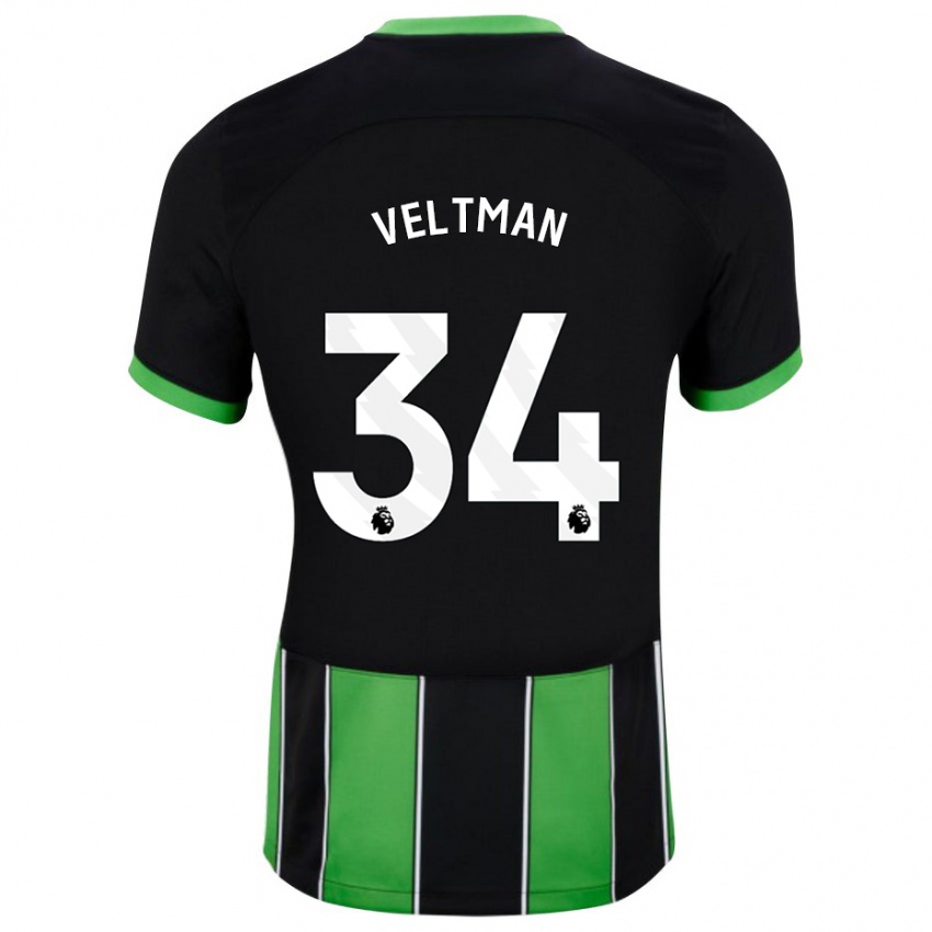 Niño Camiseta Joël Veltman #34 Verde Negro 2ª Equipación 2023/24 La Camisa Chile
