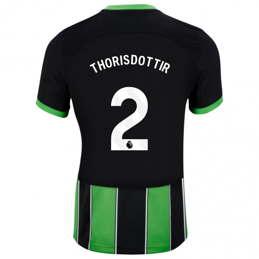 Niño Camiseta Maria Thorisdottir #2 Verde Negro 2ª Equipación 2023/24 La Camisa Chile
