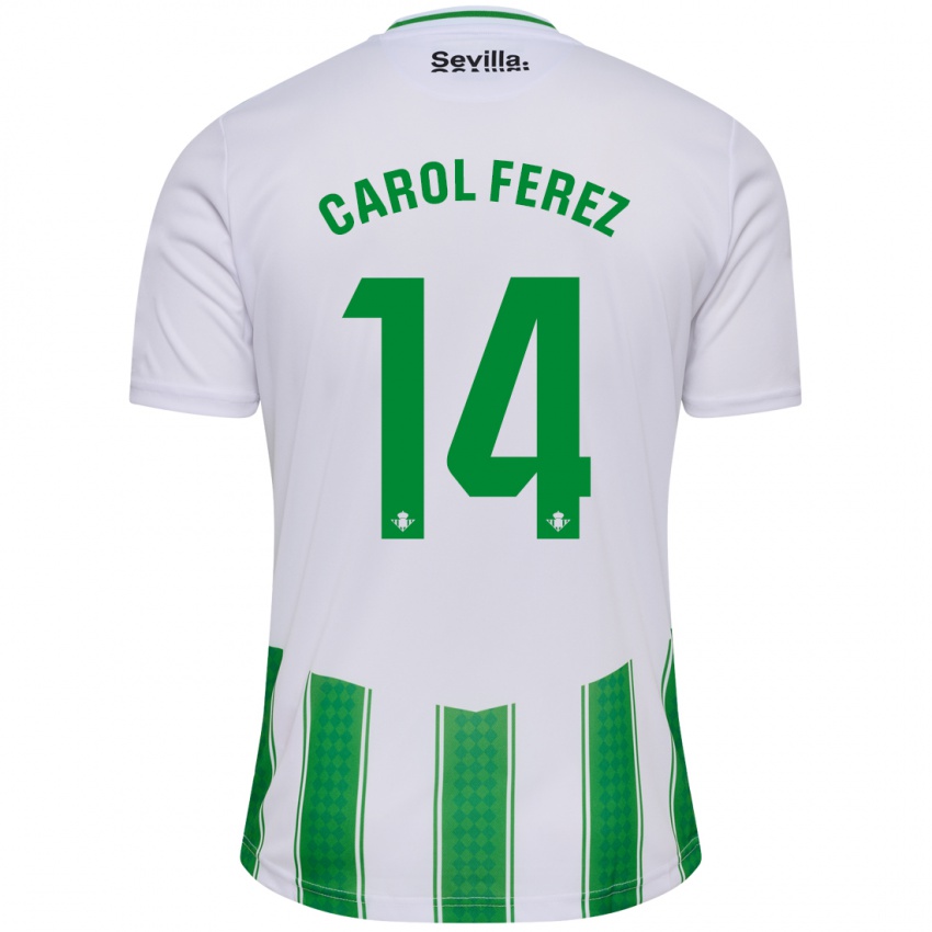 Hombre Camiseta Carolina Férez Méndez #14 Blanco 1ª Equipación 2023/24 La Camisa Chile