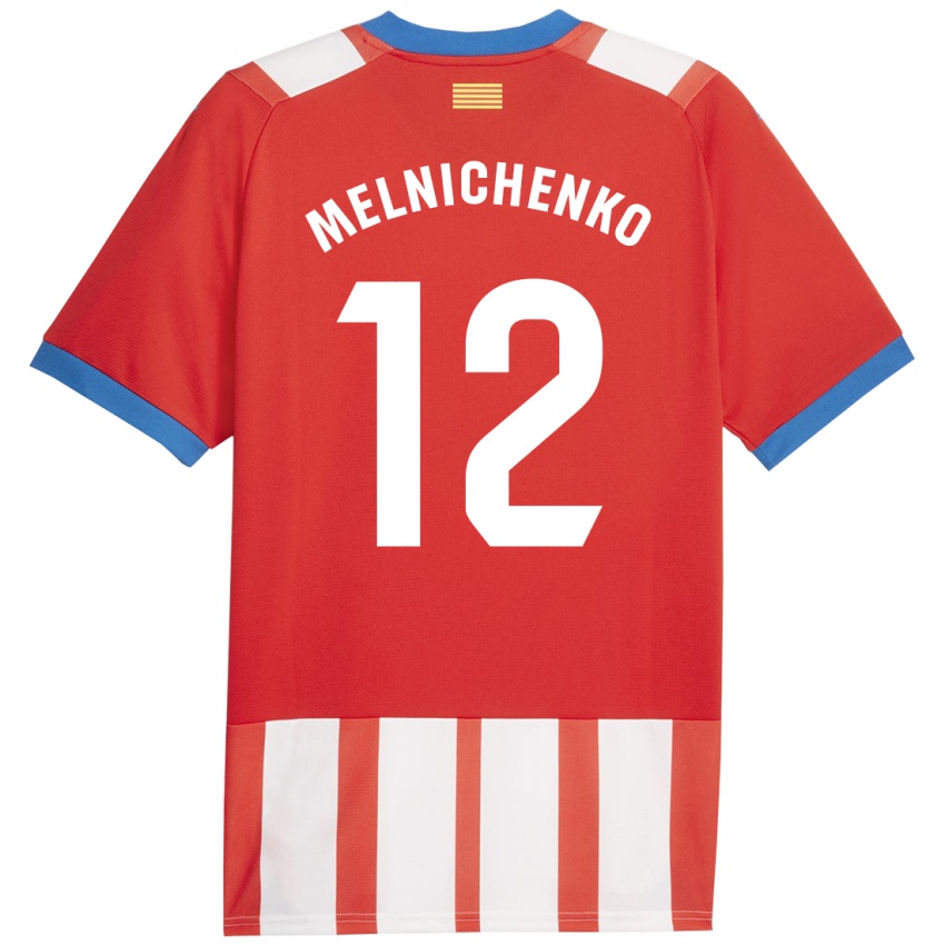 Hombre Camiseta Dmytro Melnichenko #12 Rojo Blanco 1ª Equipación 2023/24 La Camisa Chile