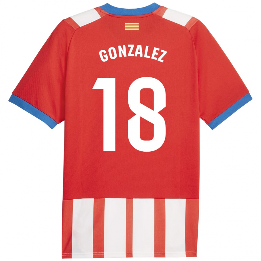 Hombre Camiseta Gerard Gonzalez #18 Rojo Blanco 1ª Equipación 2023/24 La Camisa Chile