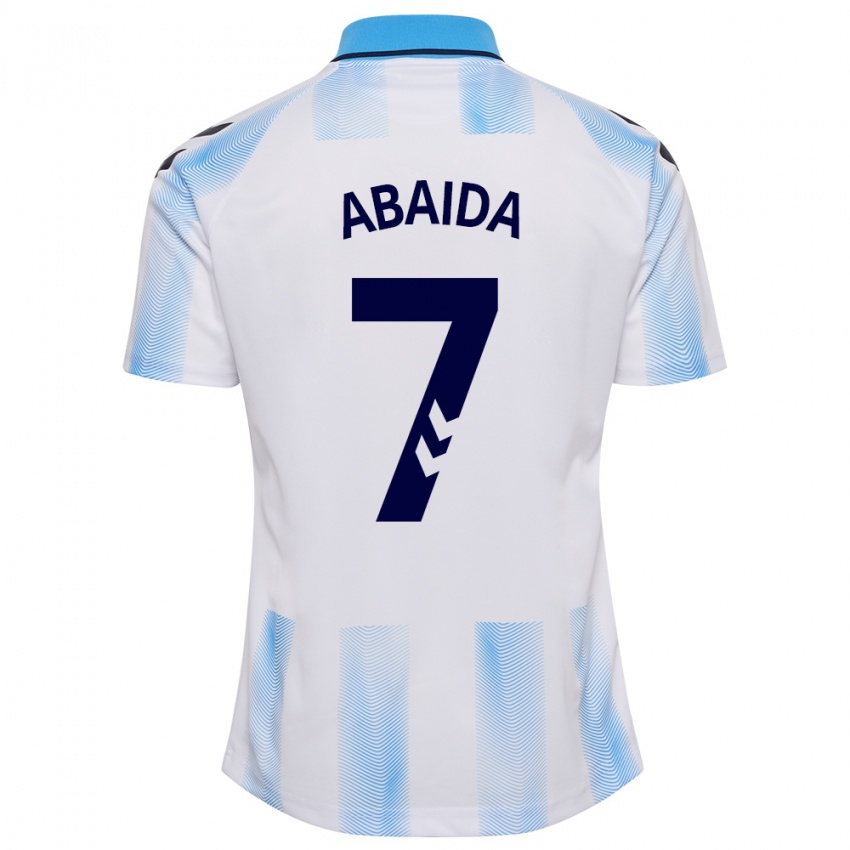 Hombre Camiseta Haitam Abaida #7 Blanco Azul 1ª Equipación 2023/24 La Camisa Chile