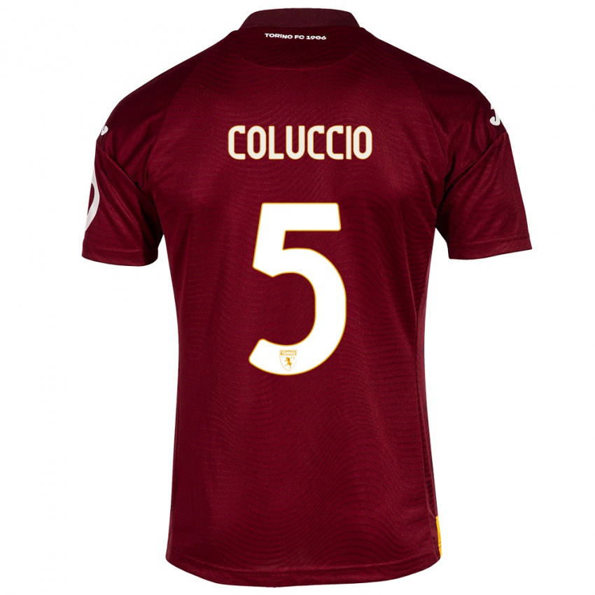 Hombre Camiseta Francesca Coluccio #5 Rojo Oscuro 1ª Equipación 2023/24 La Camisa Chile