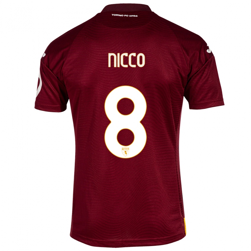 Hombre Camiseta Giada Nicco #8 Rojo Oscuro 1ª Equipación 2023/24 La Camisa Chile