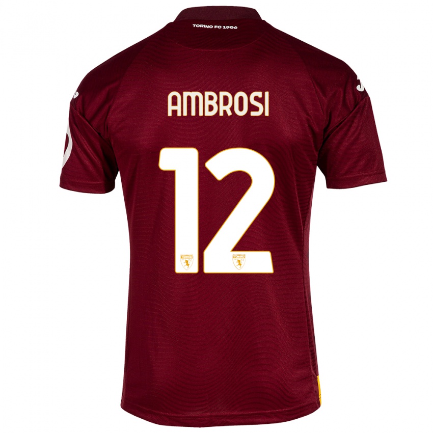 Hombre Camiseta Martina Ambrosi #12 Rojo Oscuro 1ª Equipación 2023/24 La Camisa Chile