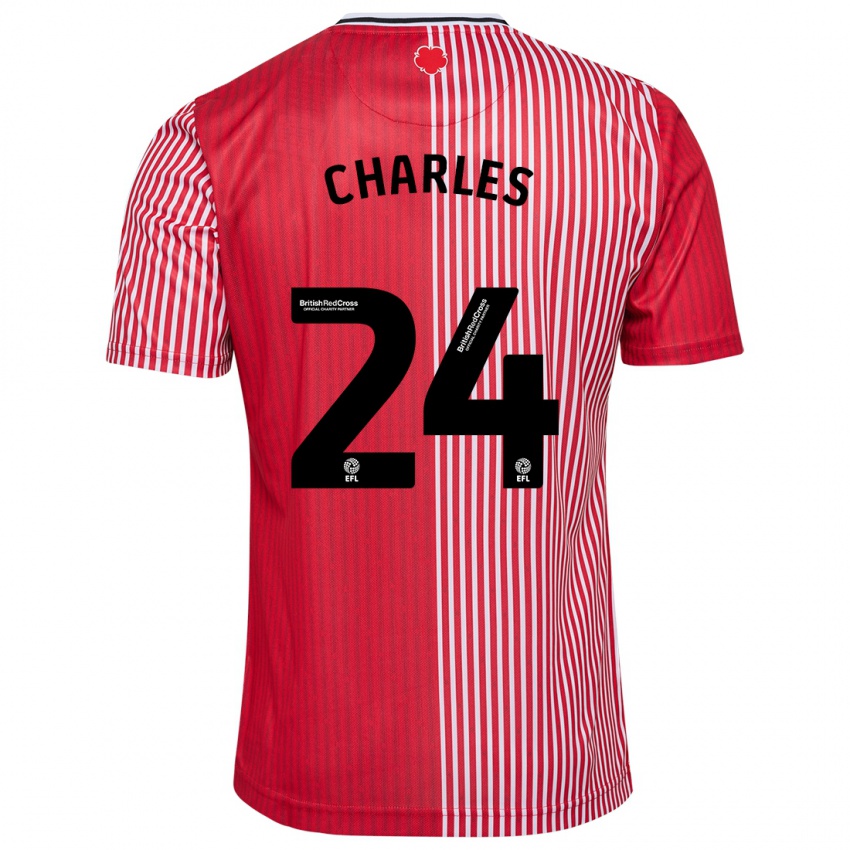 Hombre Camiseta Shea Charles #24 Rojo 1ª Equipación 2023/24 La Camisa Chile