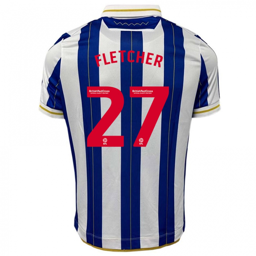 Hombre Camiseta Ashley Fletcher #27 Azul Blanco 1ª Equipación 2023/24 La Camisa Chile