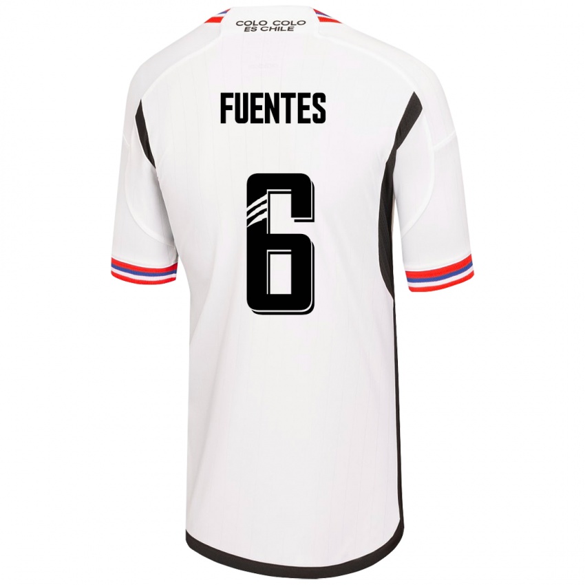 Hombre Camiseta César Fuentes #6 Blanco 1ª Equipación 2023/24 La Camisa Chile