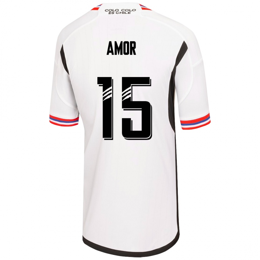 Hombre Camiseta Emiliano Amor #15 Blanco 1ª Equipación 2023/24 La Camisa Chile