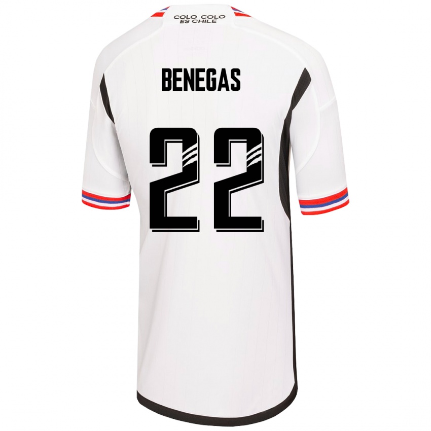 Hombre Camiseta Leandro Benegas #22 Blanco 1ª Equipación 2023/24 La Camisa Chile